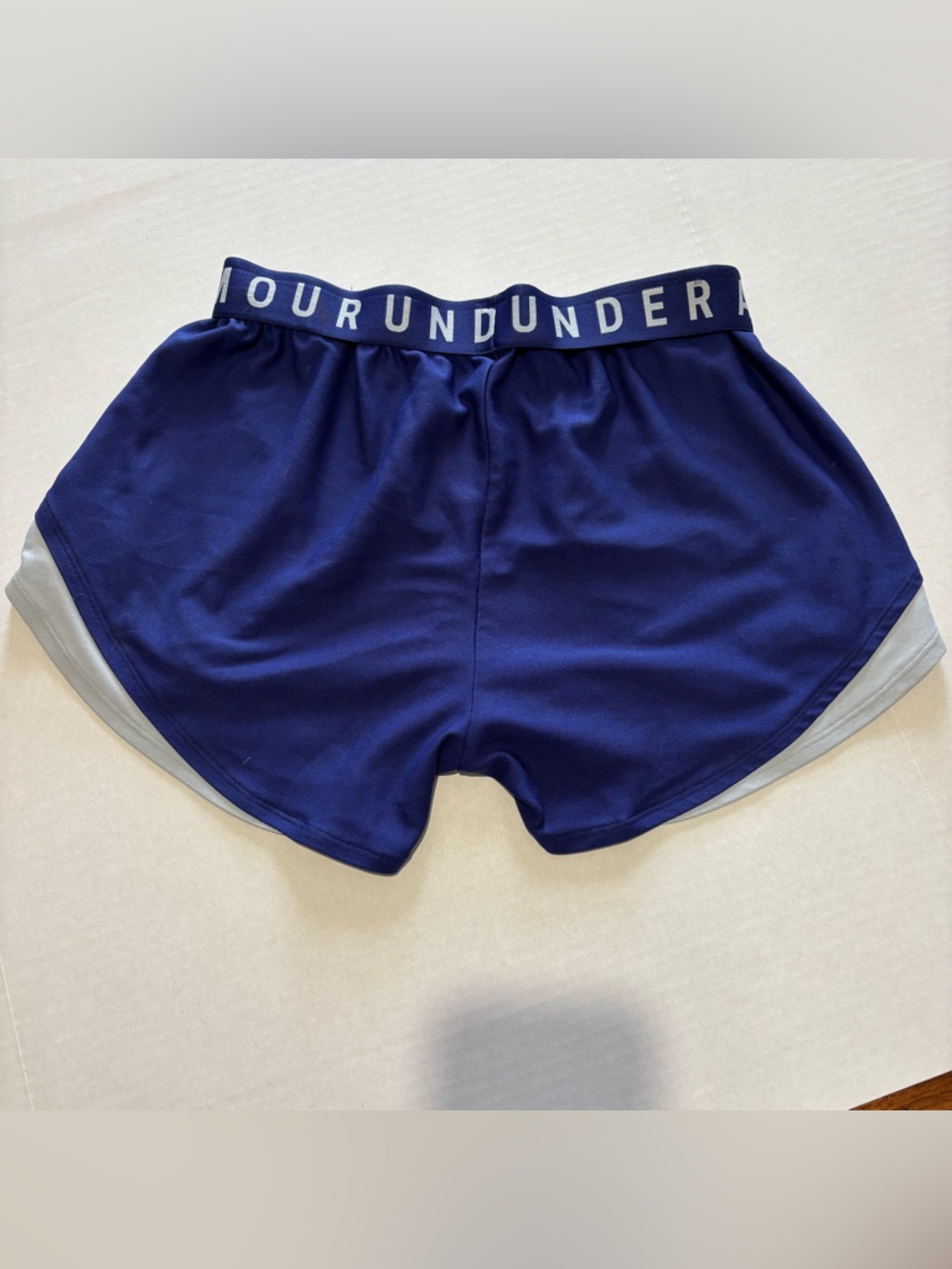 Under Armour Play Up 3.0 Shorts Women’s Medium Blue White Athletic - Picture 3 of 6